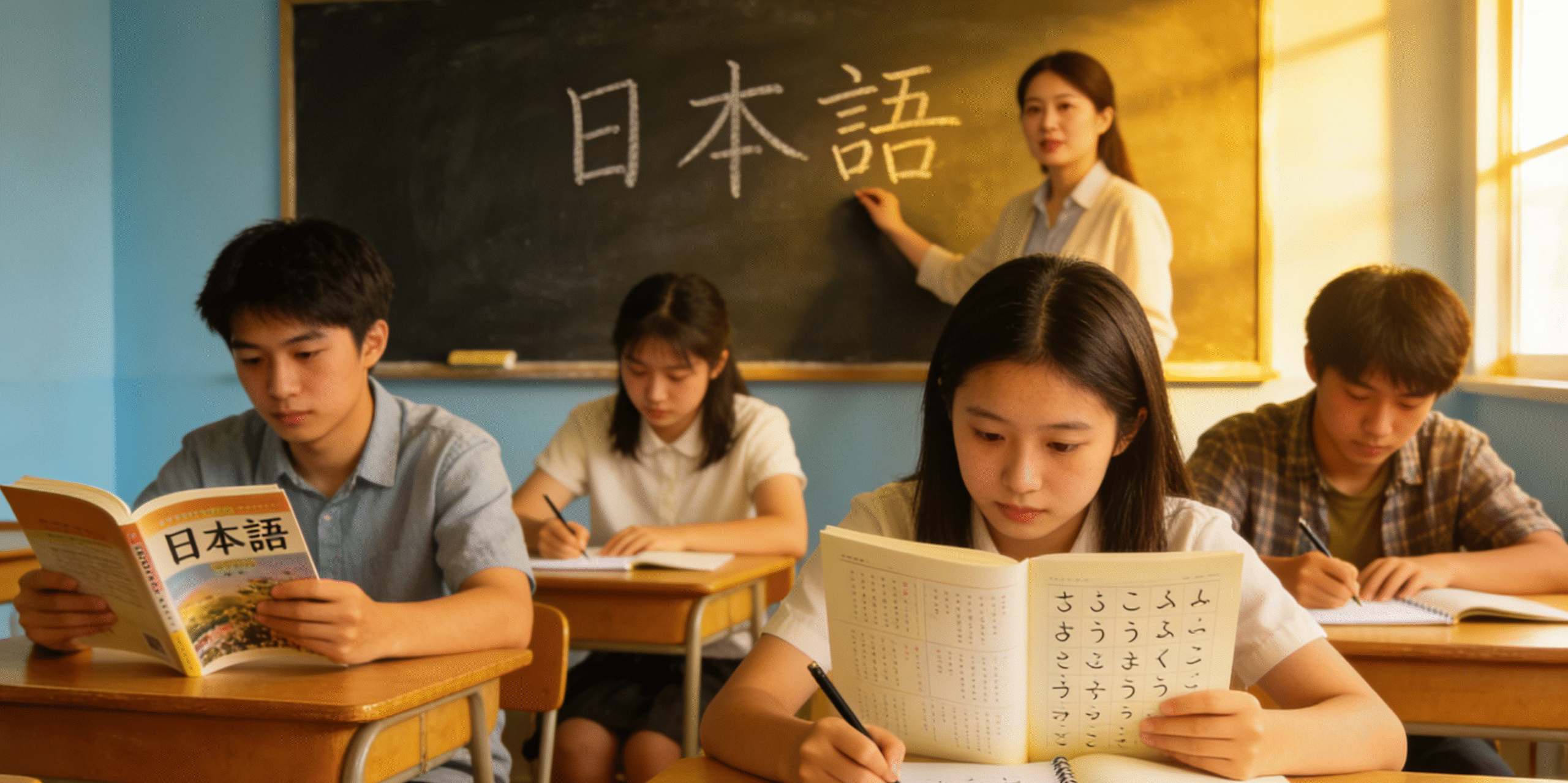 students learning Japanese